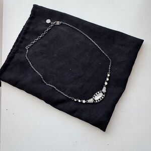 Givenchy Multi Crystal Gunmetal Neck Necklace Rhinestone Adjustable Oval Pendant